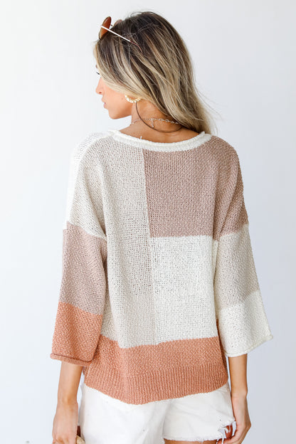 Color Block Knit Top back view
