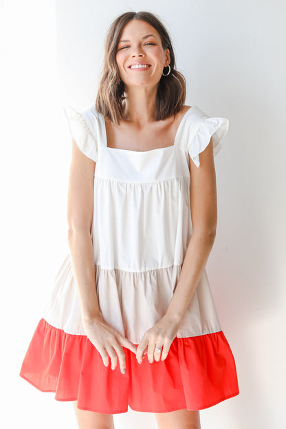 Tiered Color Block Mini Dress from dress up