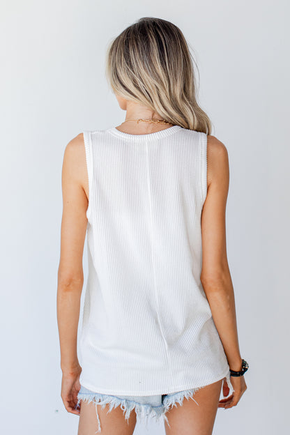 Corded V-Neck Tank back view