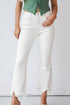 Cream Distressed Cropped Flare Jeans