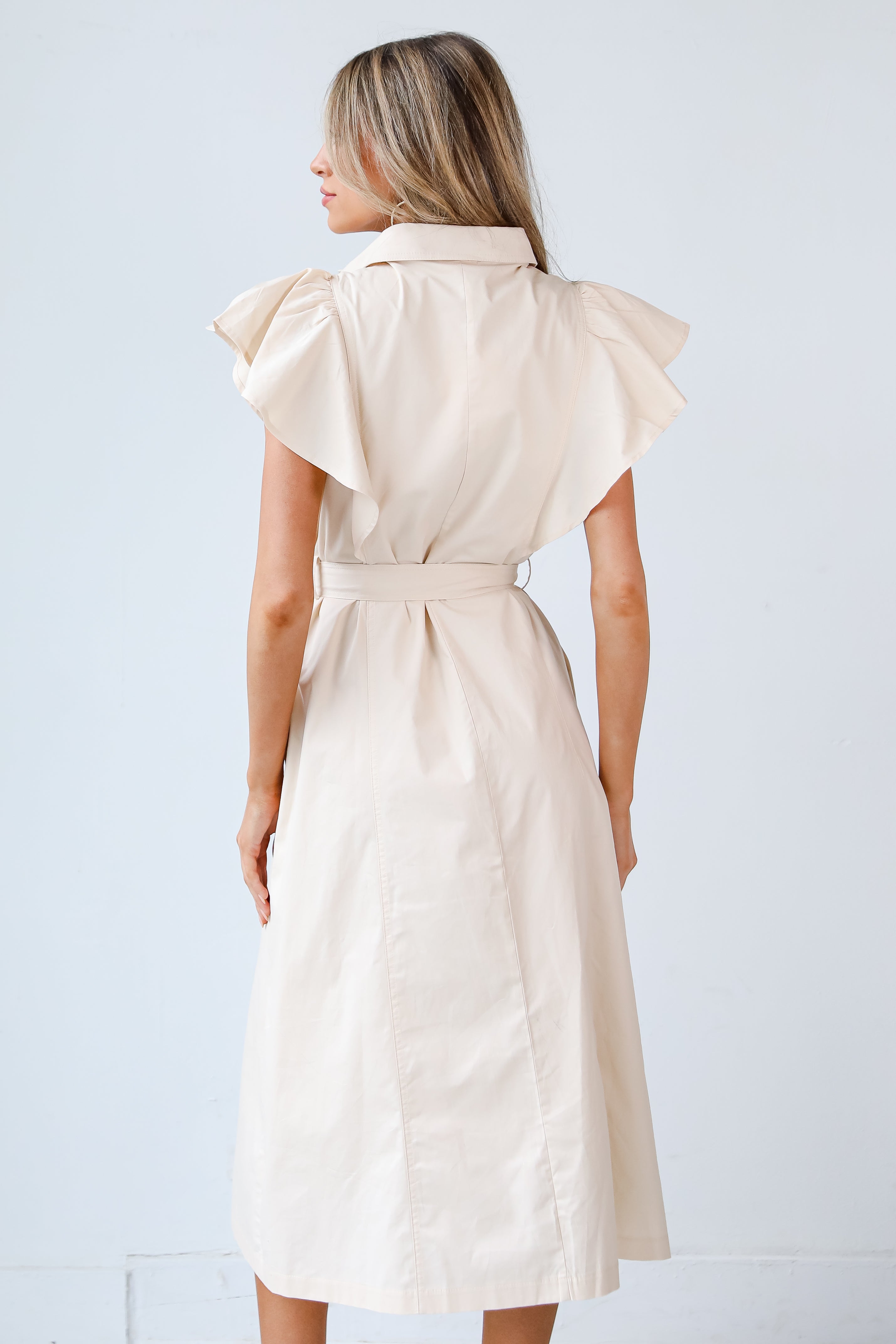 beige Midi Dress back view