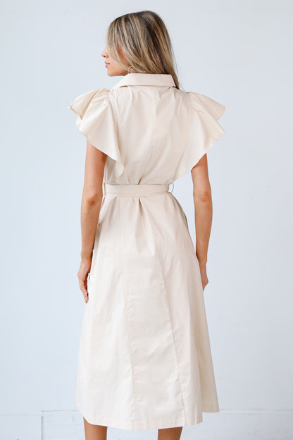 beige Midi Dress back view