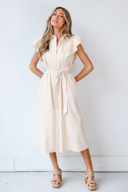 beige Midi Dress front view