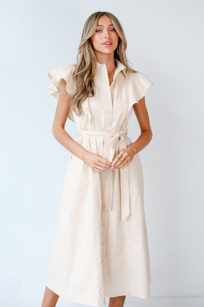 beige Midi Dress on model