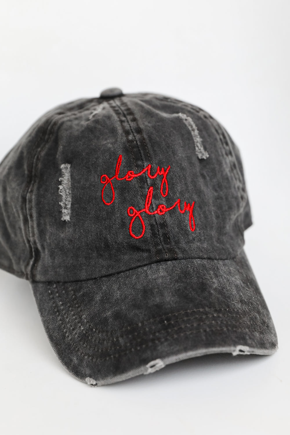 Glory Glory Script Embroidered Hat flat lay uga hats online
