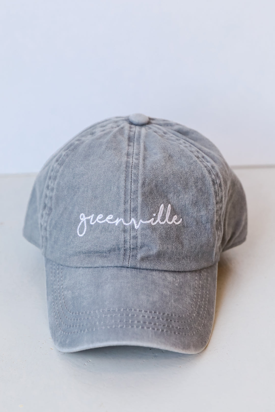 grey Greenville Script Embroidered Hat