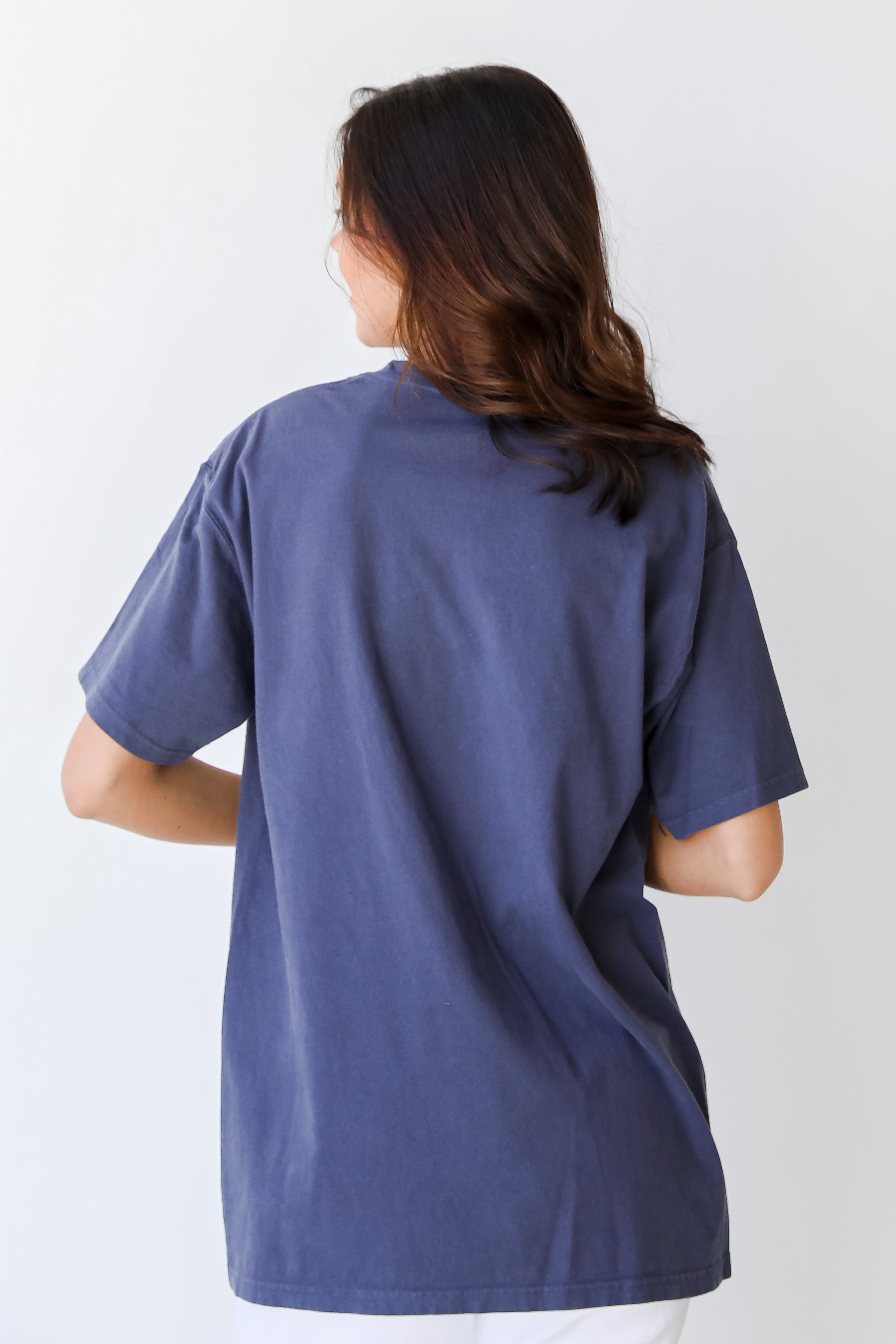 Navy Chop Chop Script Tee back view