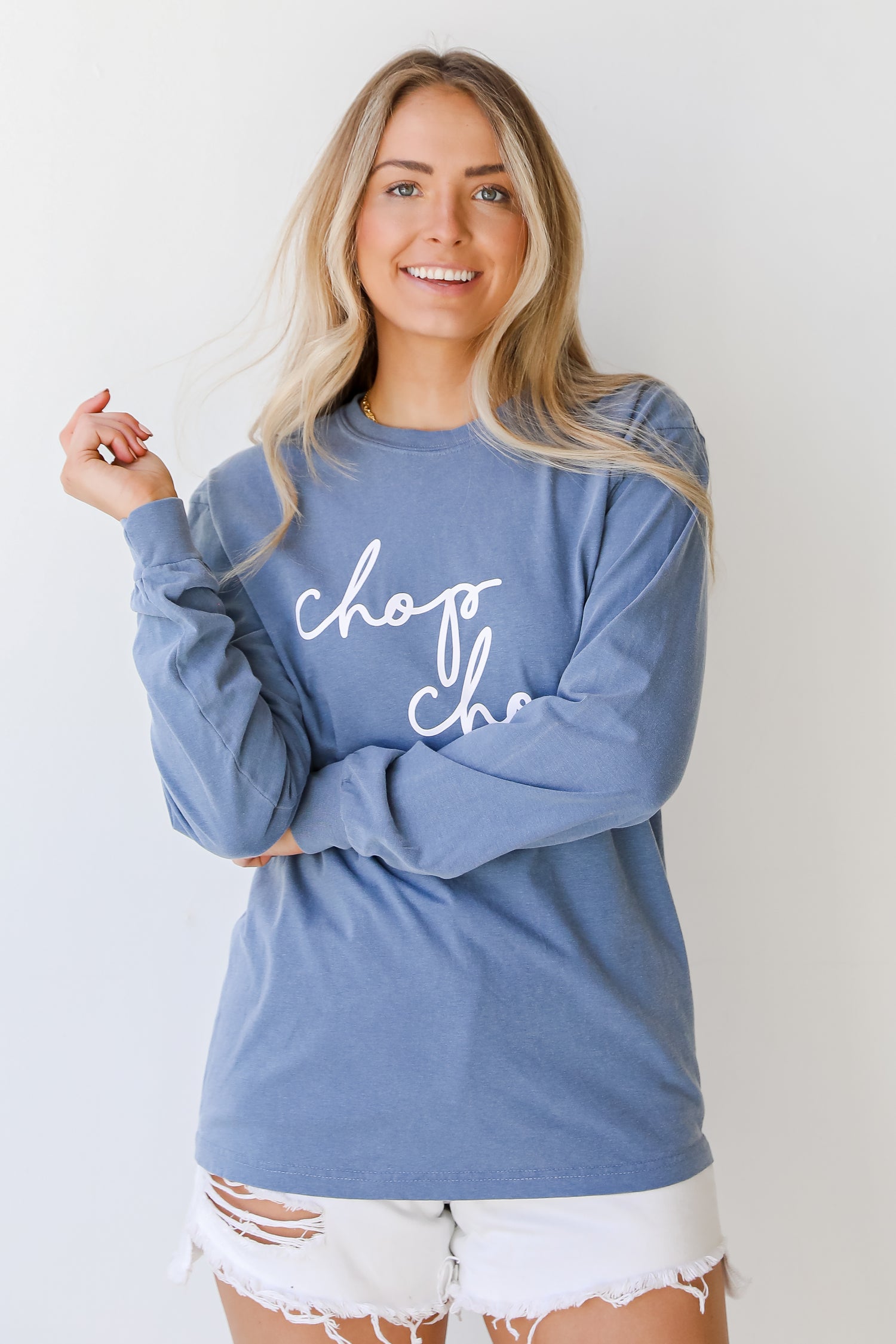 Chop Chop Script Long Sleeve Tee front view