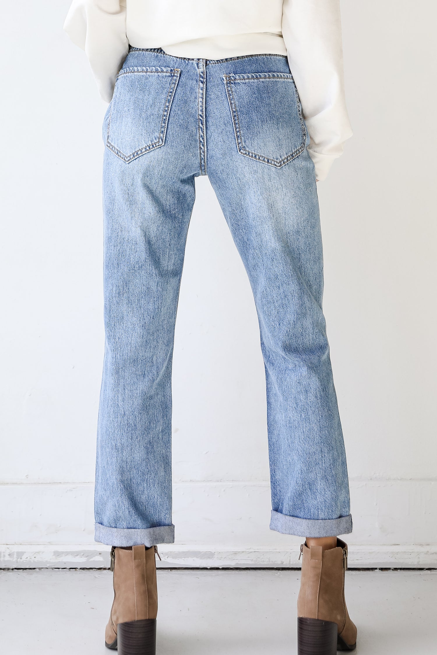 Distressed Boyfriend Jeans back view