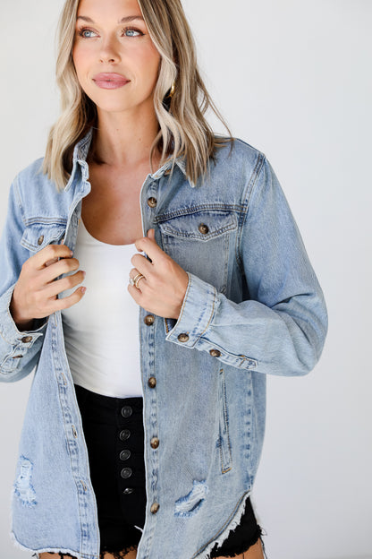 Distressed Denim Jacket front view