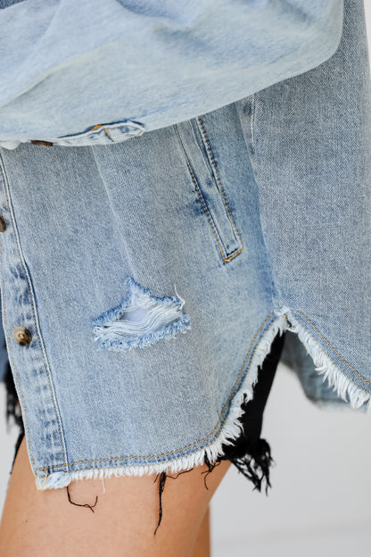 Distressed Denim Jacket close up