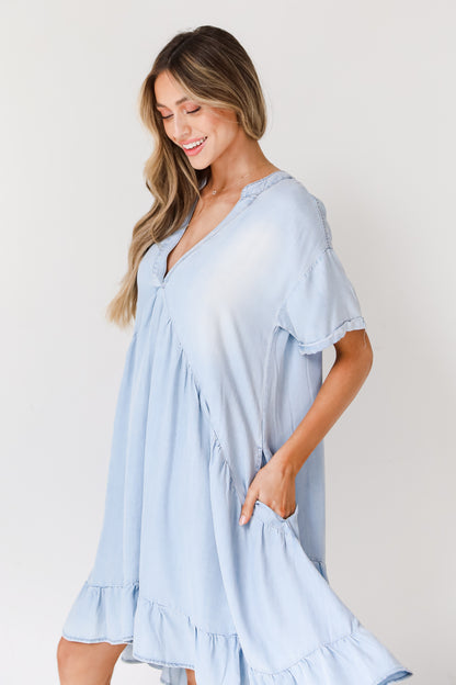 Denim Babydoll Mini Dress side view