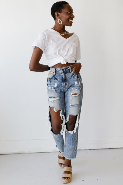 Emmy High Waist Distressed Boyfriend Jeans