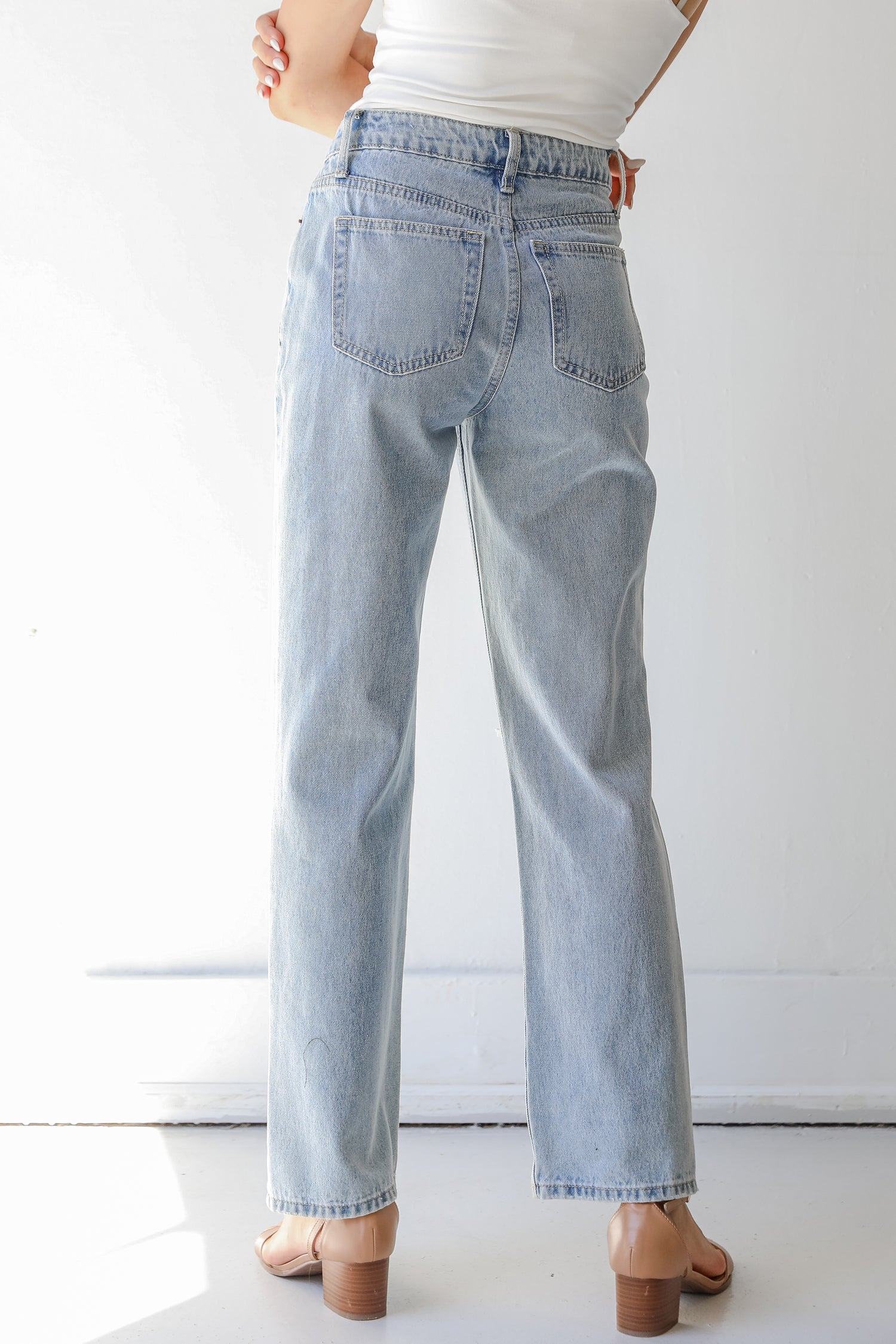 Distressed Straight Leg Jeans back view