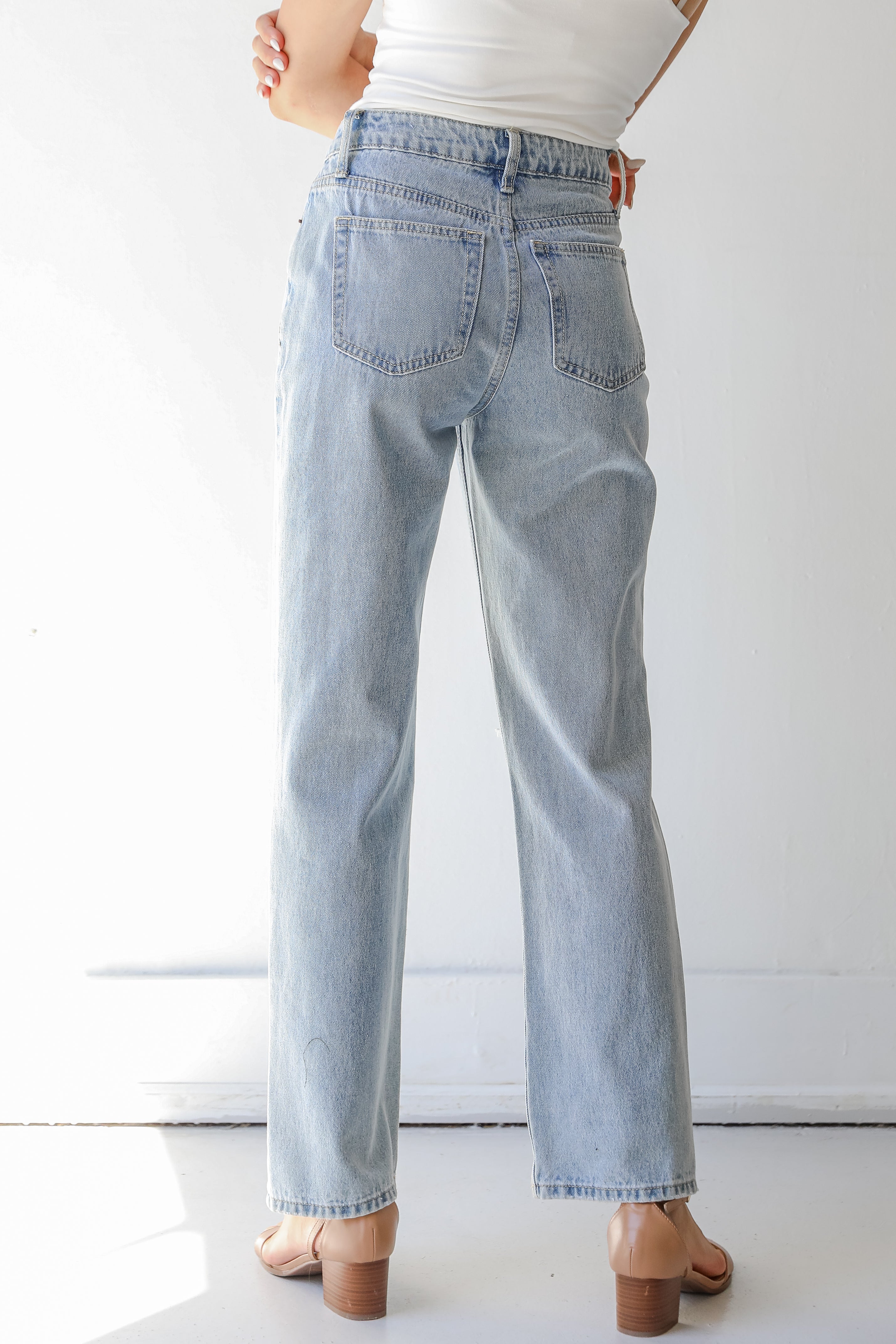 Distressed Straight Leg Jeans back view