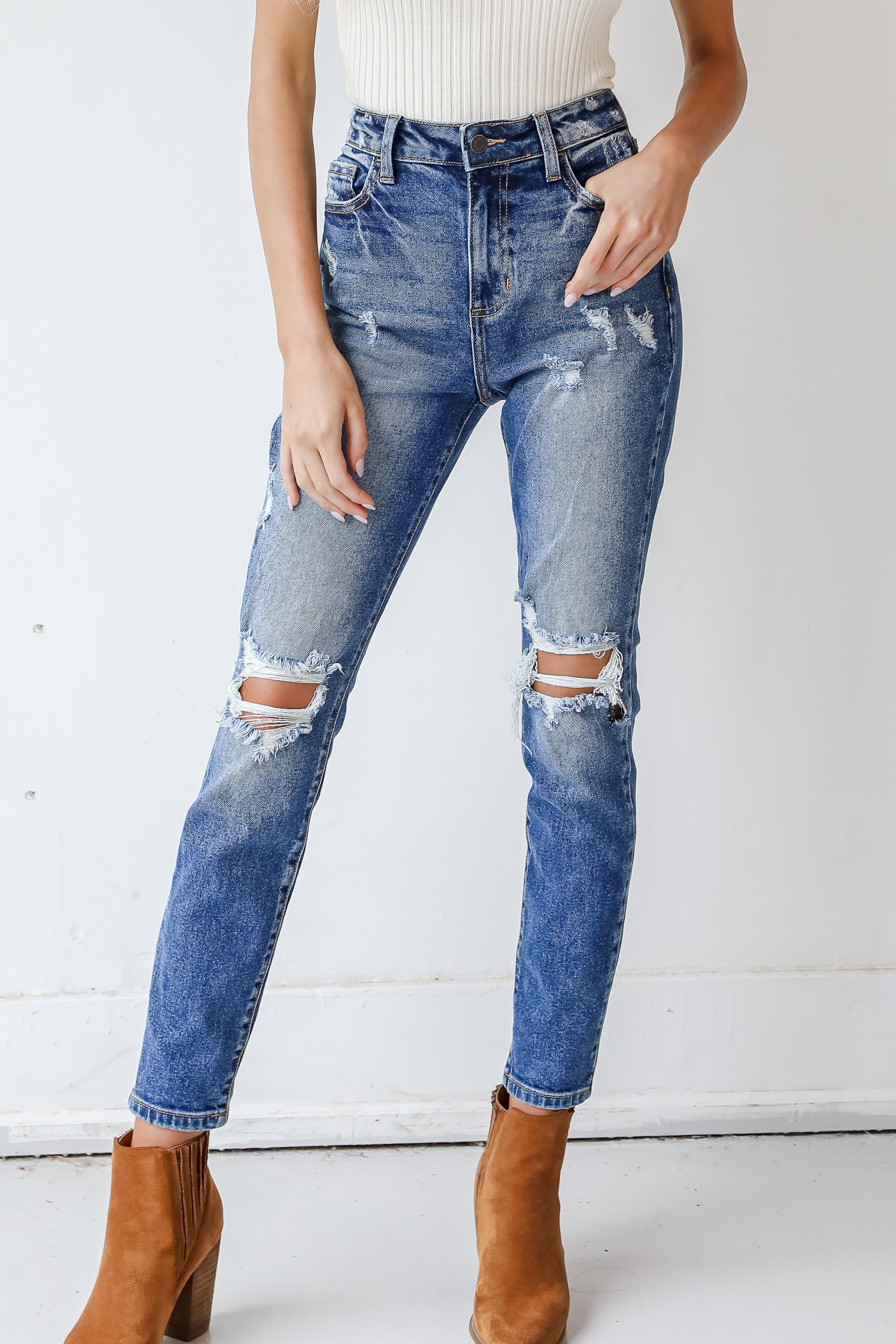 Caroline Distressed Mom Jeans