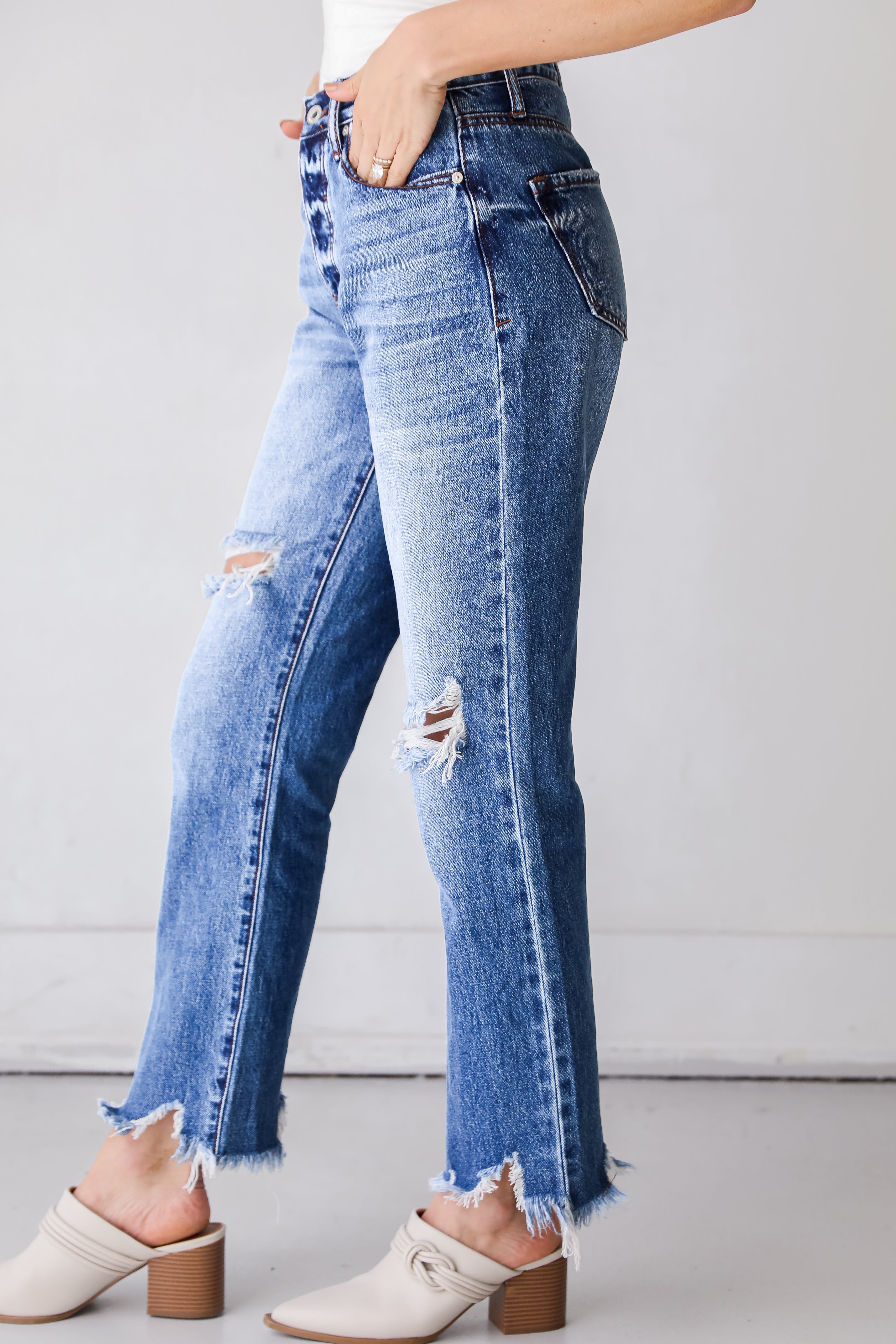 Distressed Straight Leg Jeans side view