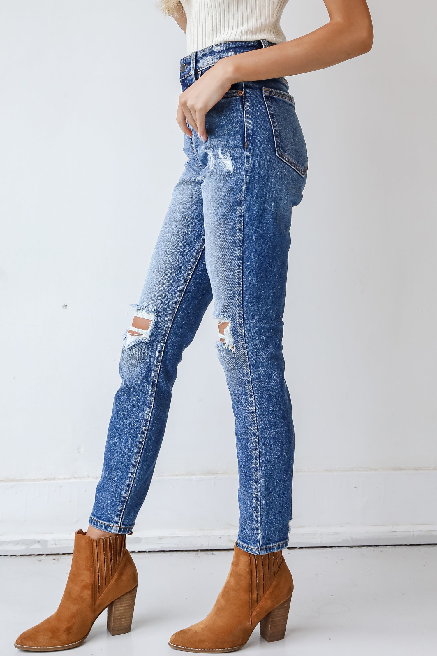 Caroline Distressed Mom Jeans