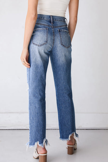 Distressed Straight Leg Jeans back view