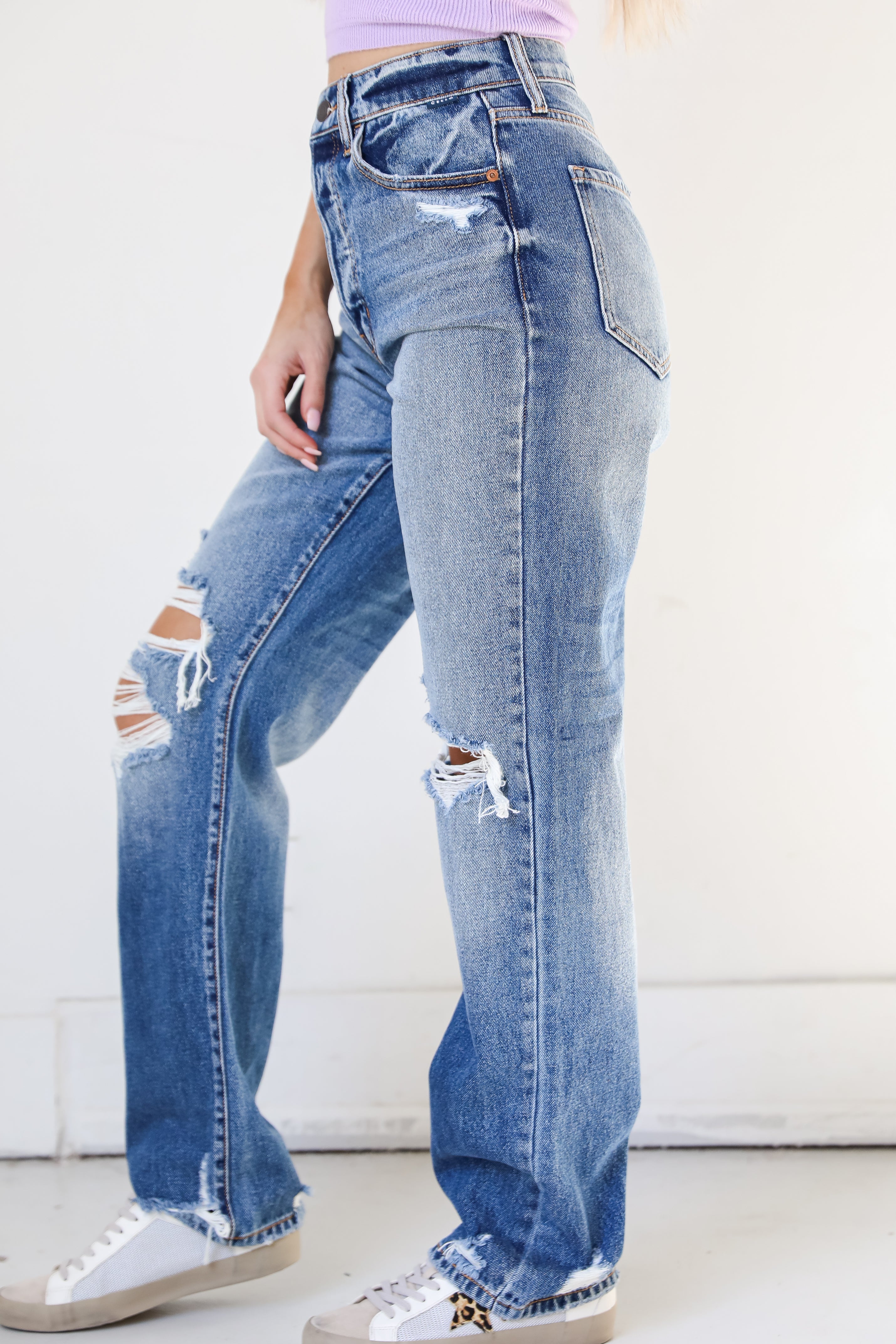 Distressed Dad Jeans side view