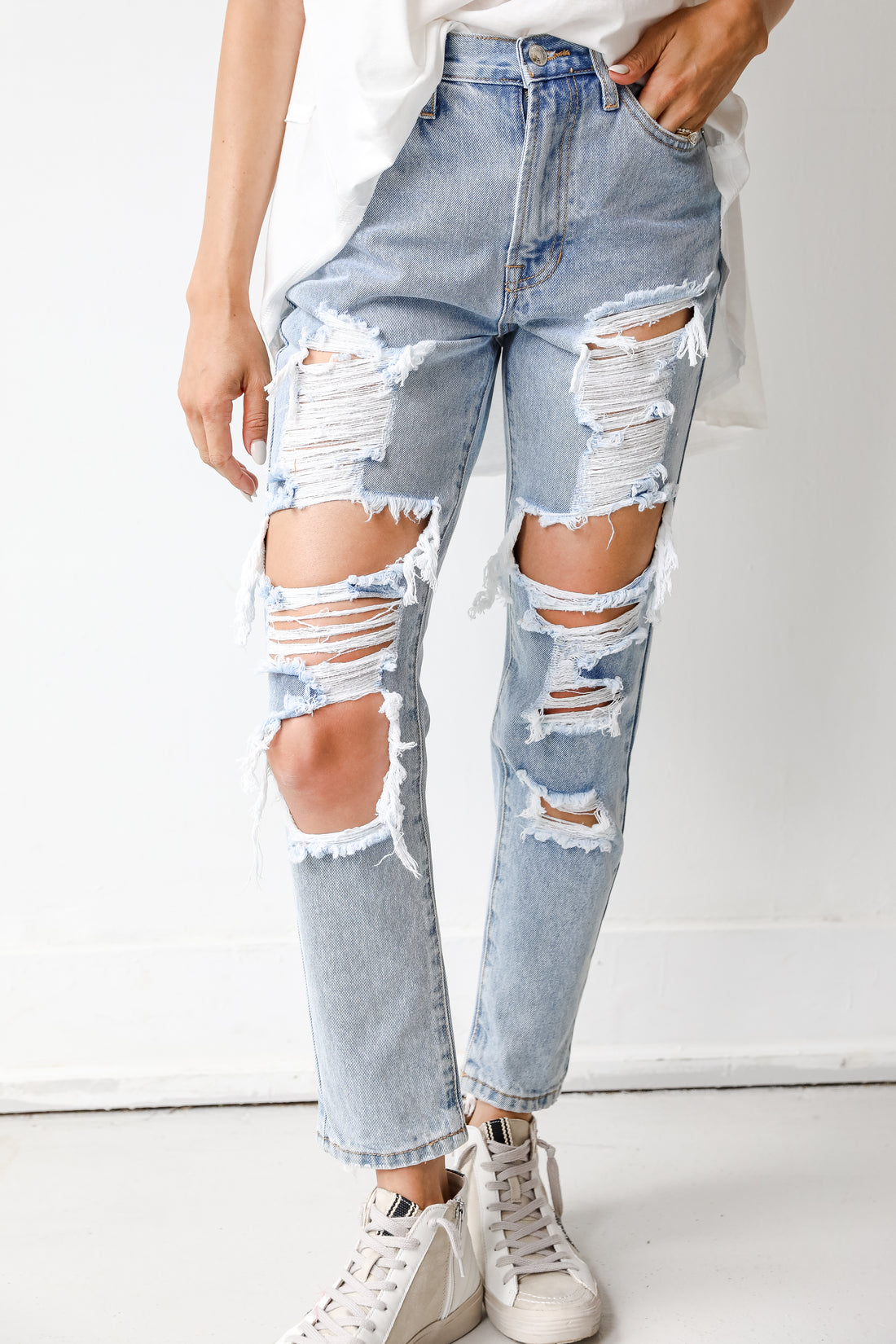Distressed Mom Jeans
