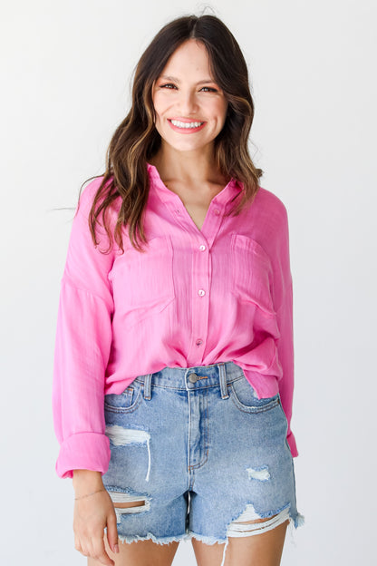 Distressed Denim Shorts front view