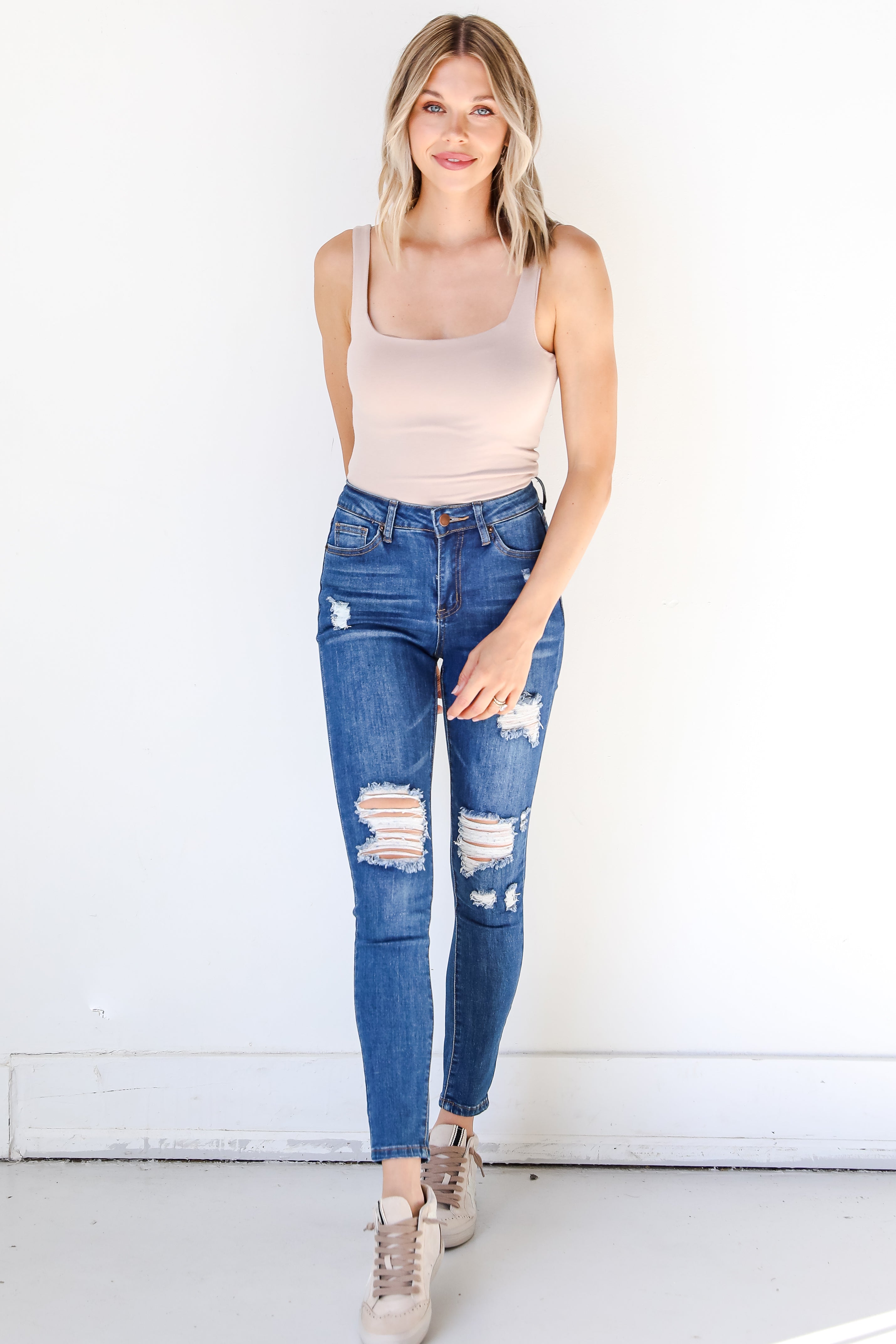 Distressed Skinny Jeans front view