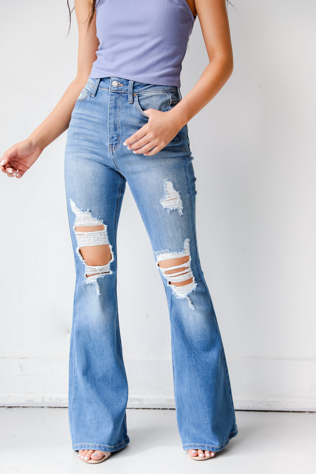 Distressed Flare Jeans