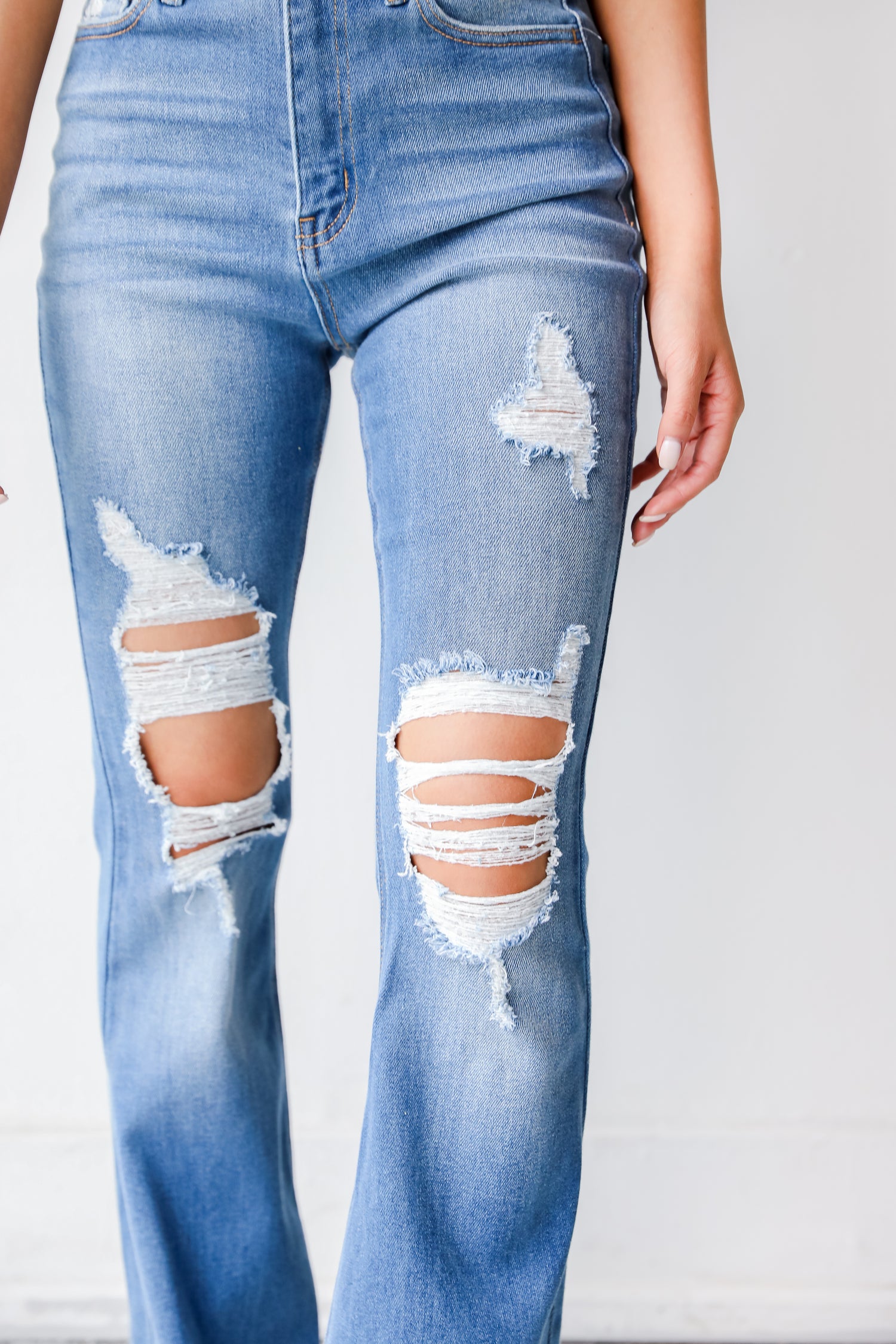 Distressed Flare Jeans front view