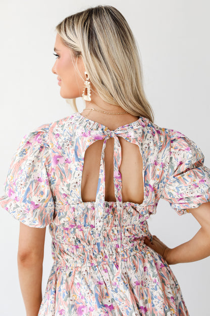 Floral Bubble Mini Dress back view close up