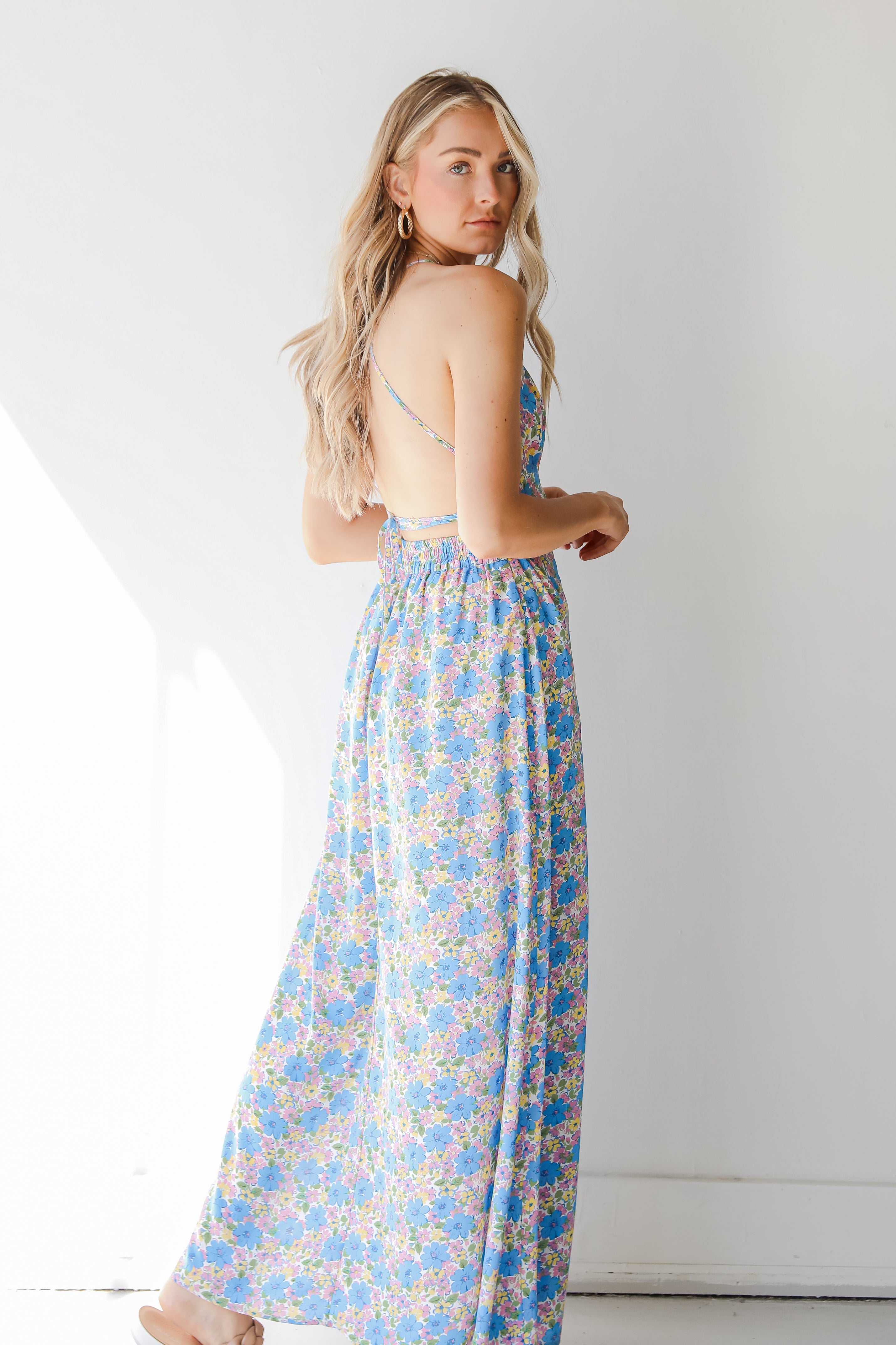 Floral Maxi Dress in blue side view