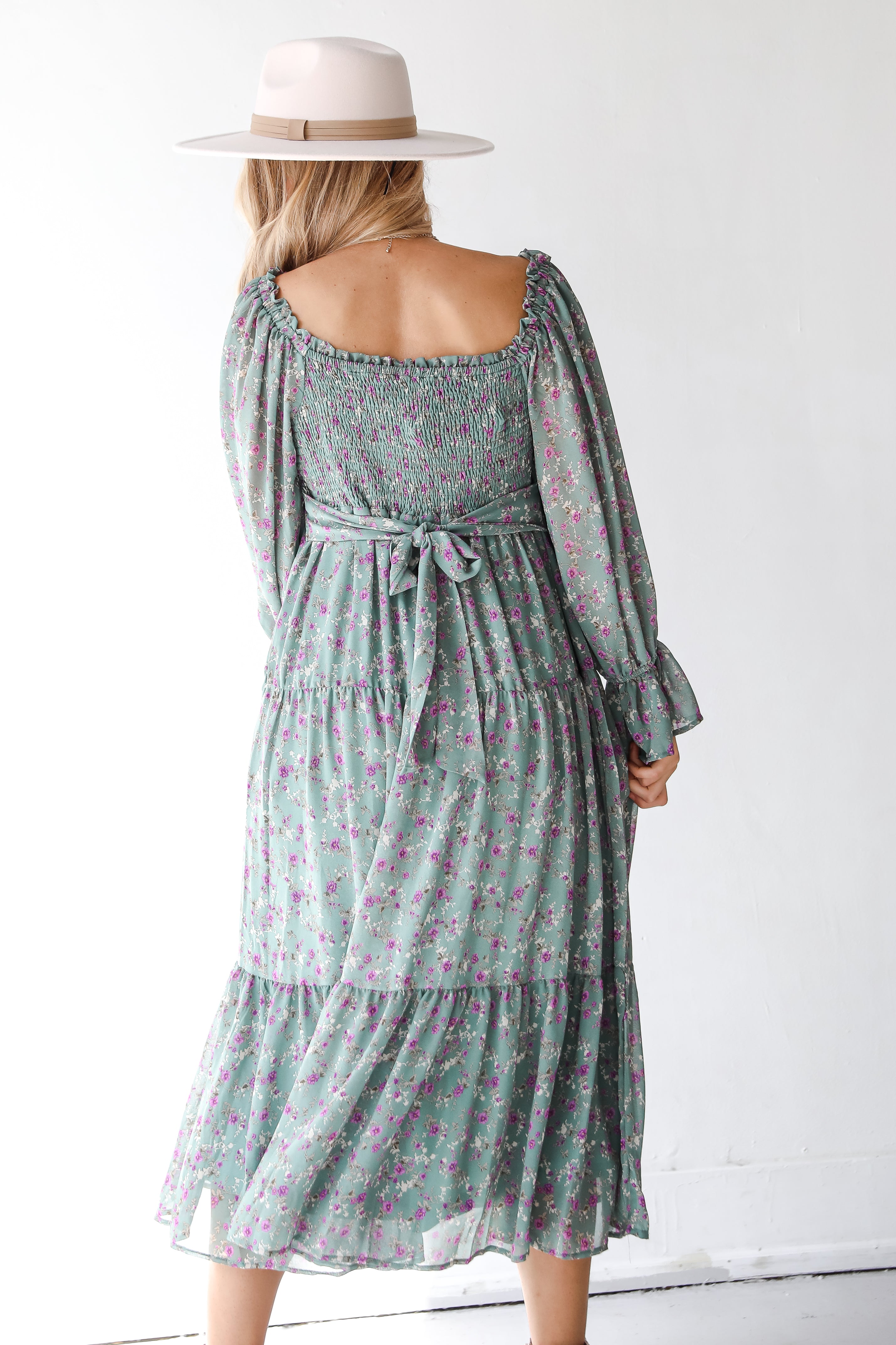 floral maxi dress back view