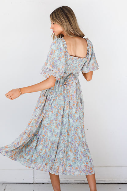 Floral Midi Dress back view