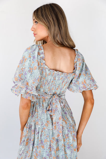 Floral Midi Dress back view close up