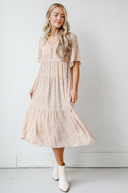 blush floral midi dress