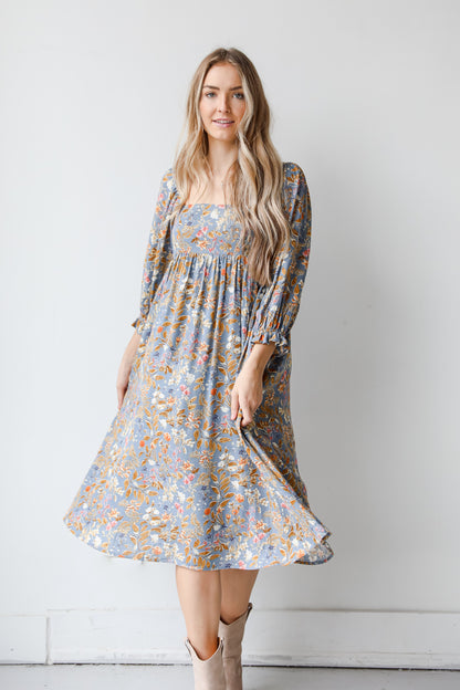 Floral Midi Dress on model