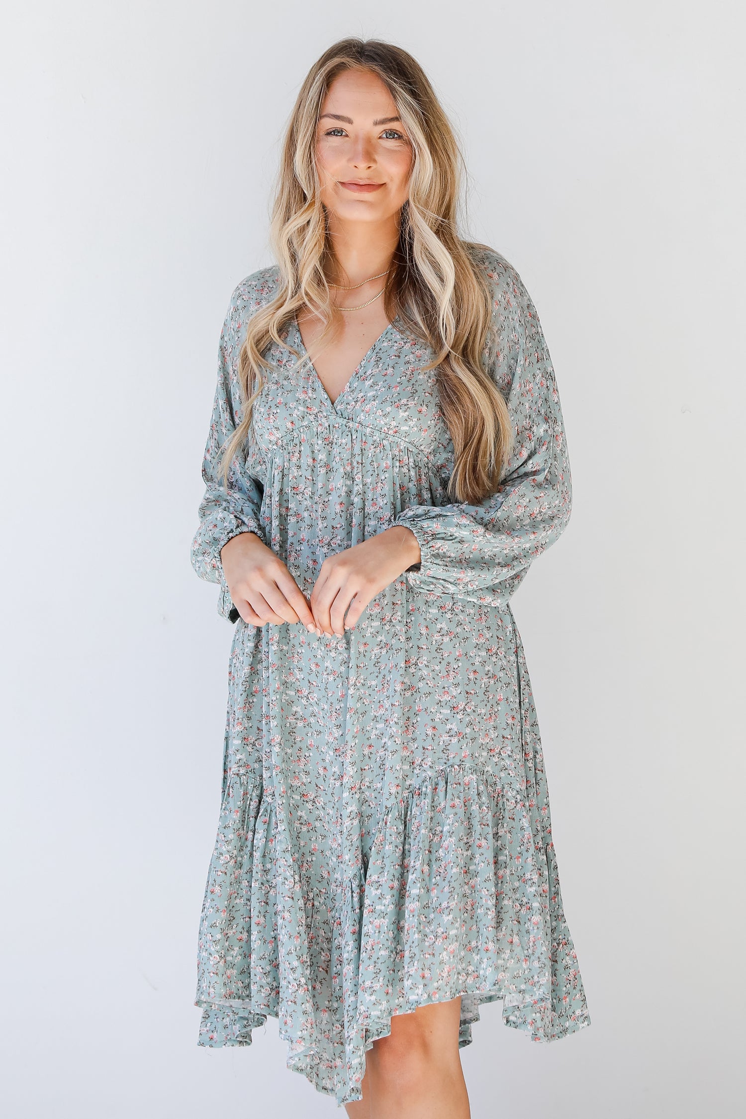 Floral Midi Dress on model