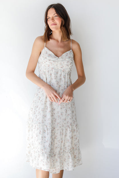 Floral Midi Dress on dress up model