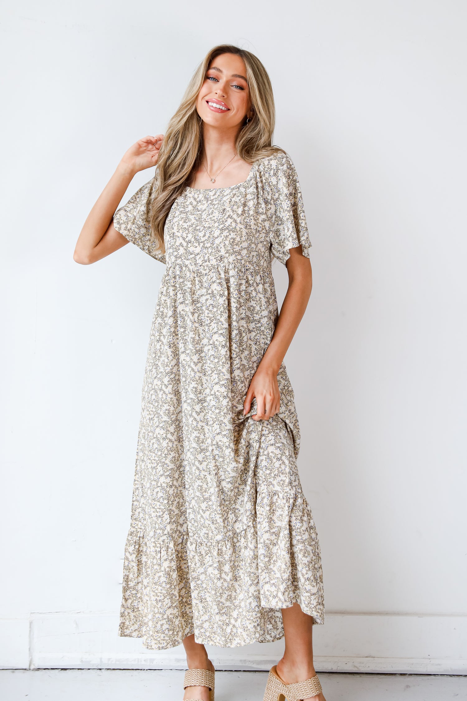 Floral Maxi Dress on dress up model