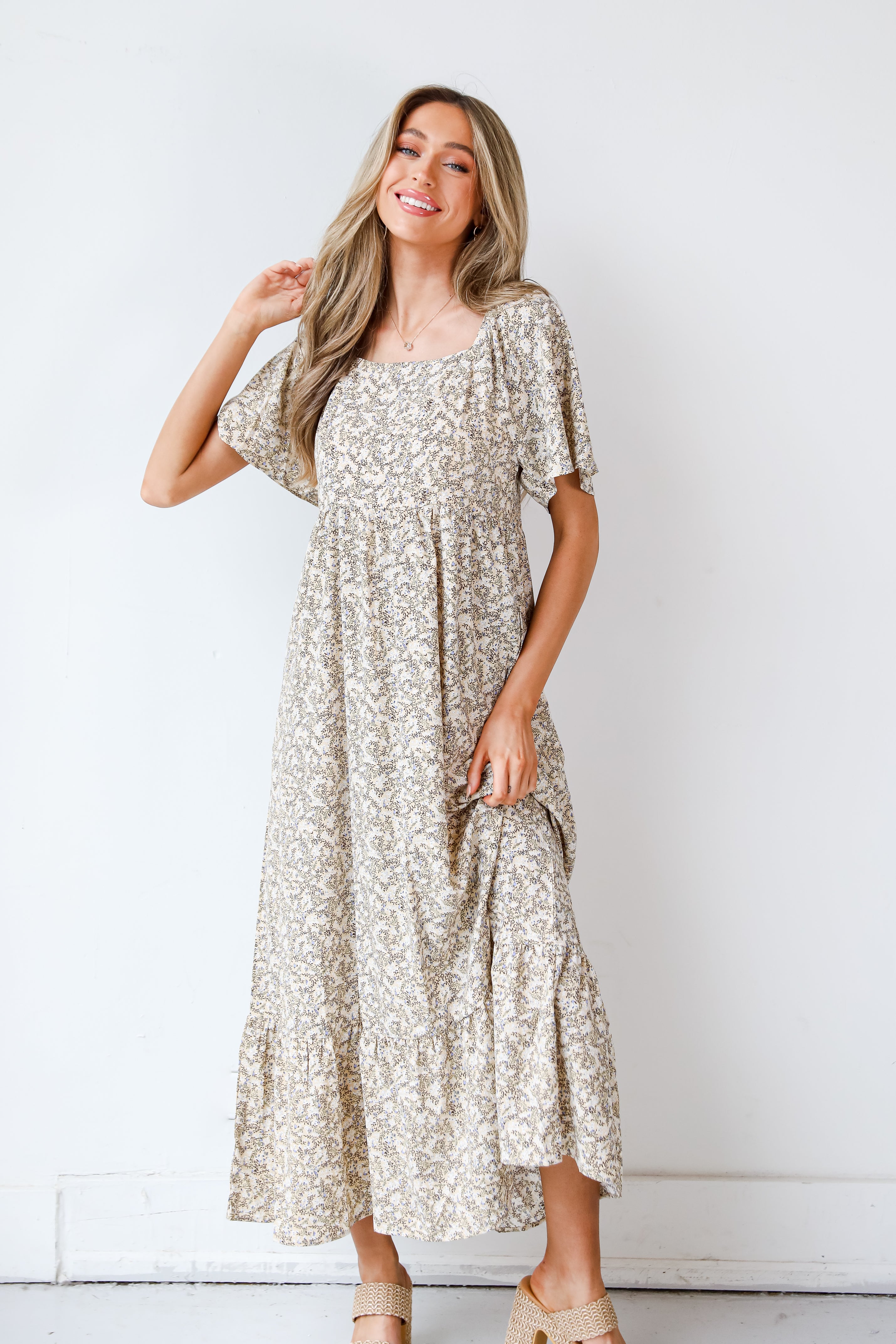 Floral Maxi Dress on dress up model