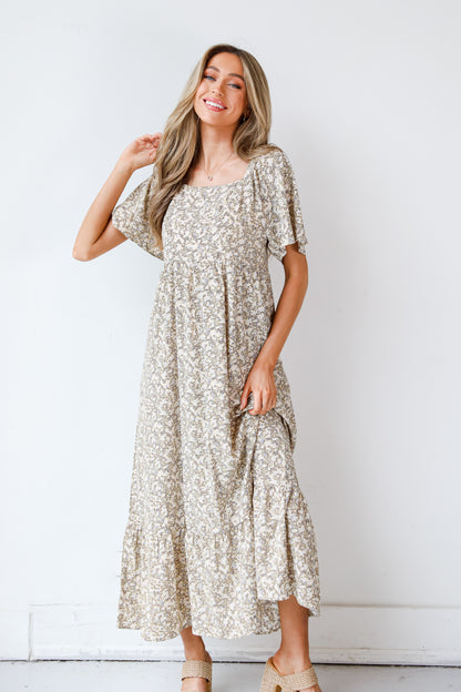 Floral Maxi Dress on dress up model
