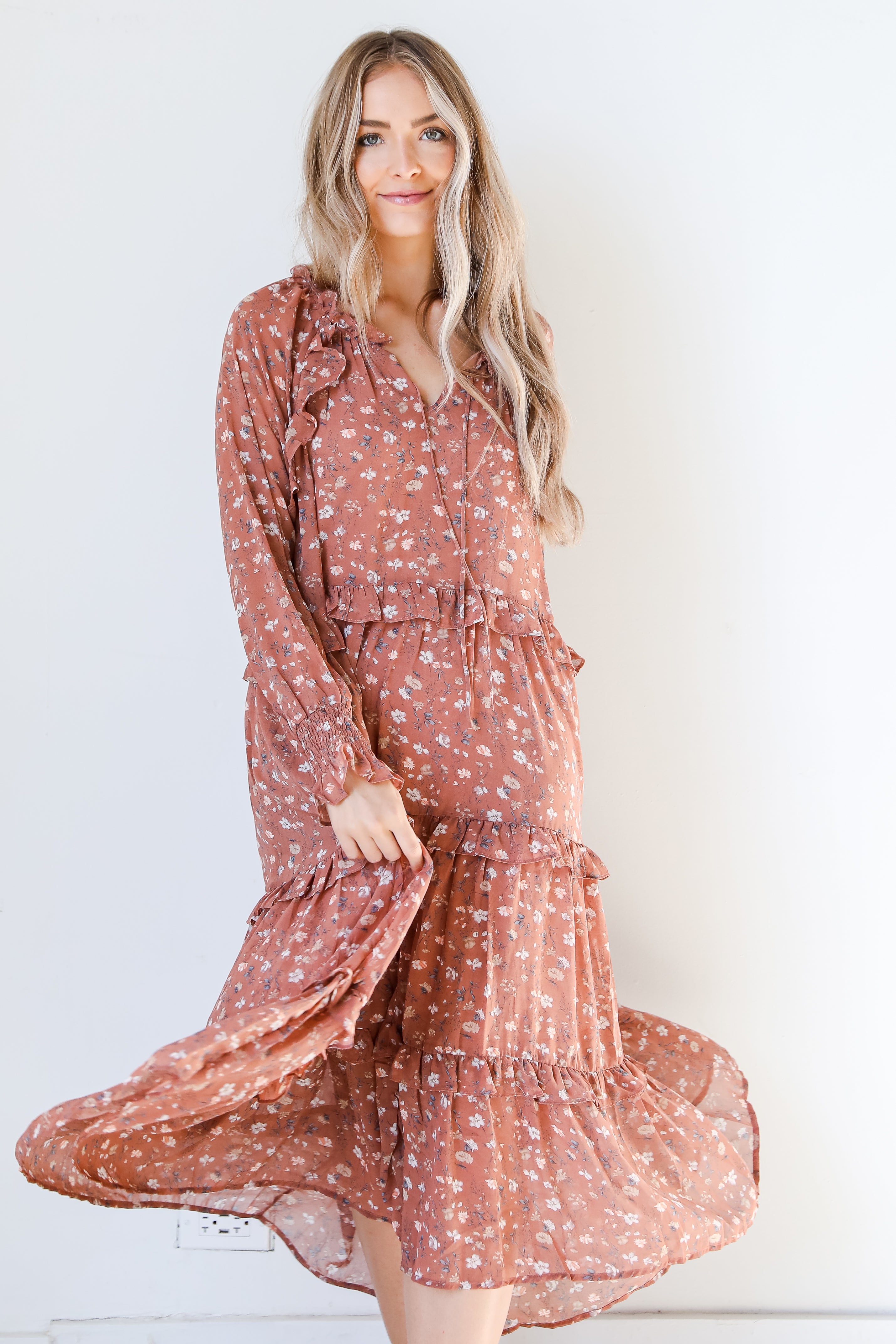Floral Maxi Dress on dress up model