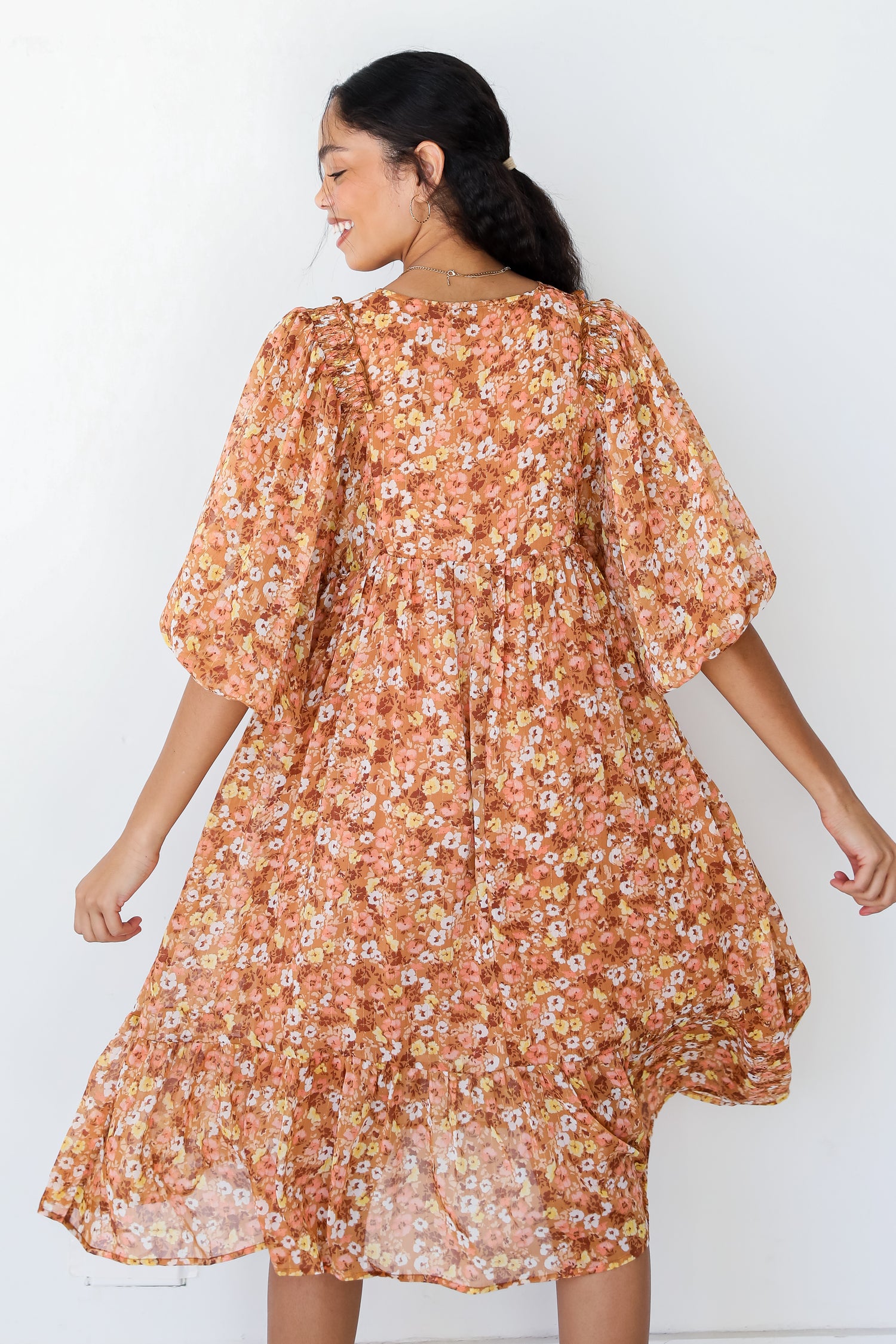 Floral Midi Dress back view