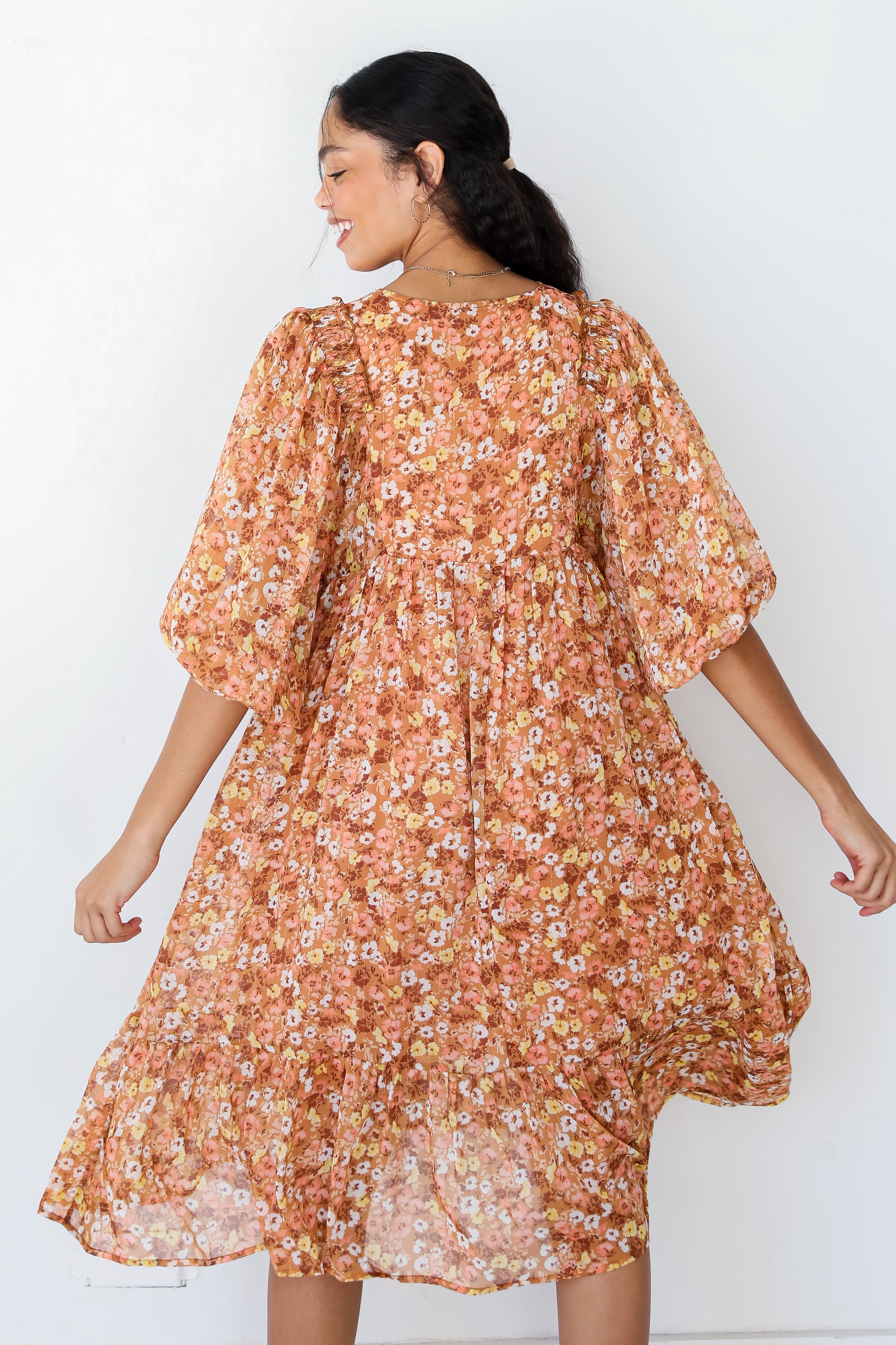Floral Midi Dress back view