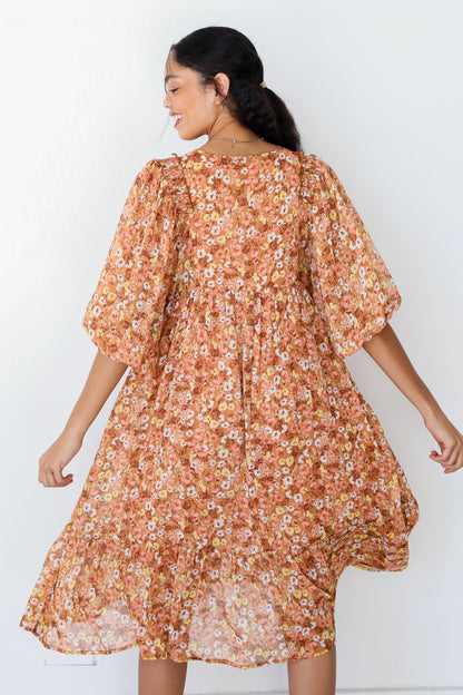 Floral Midi Dress back view