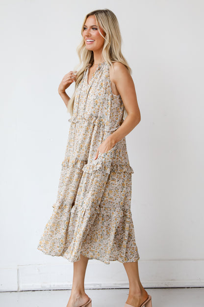 Ruffle Floral Midi Dress side view
