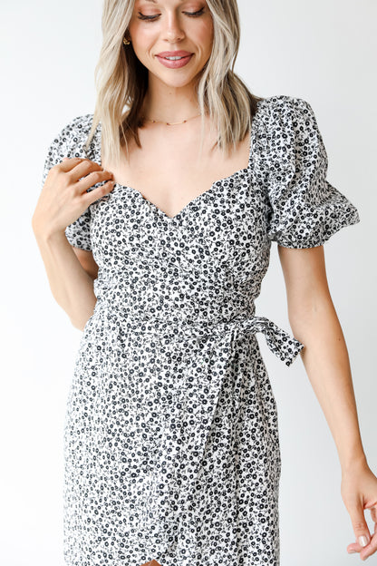 black floral dress close up