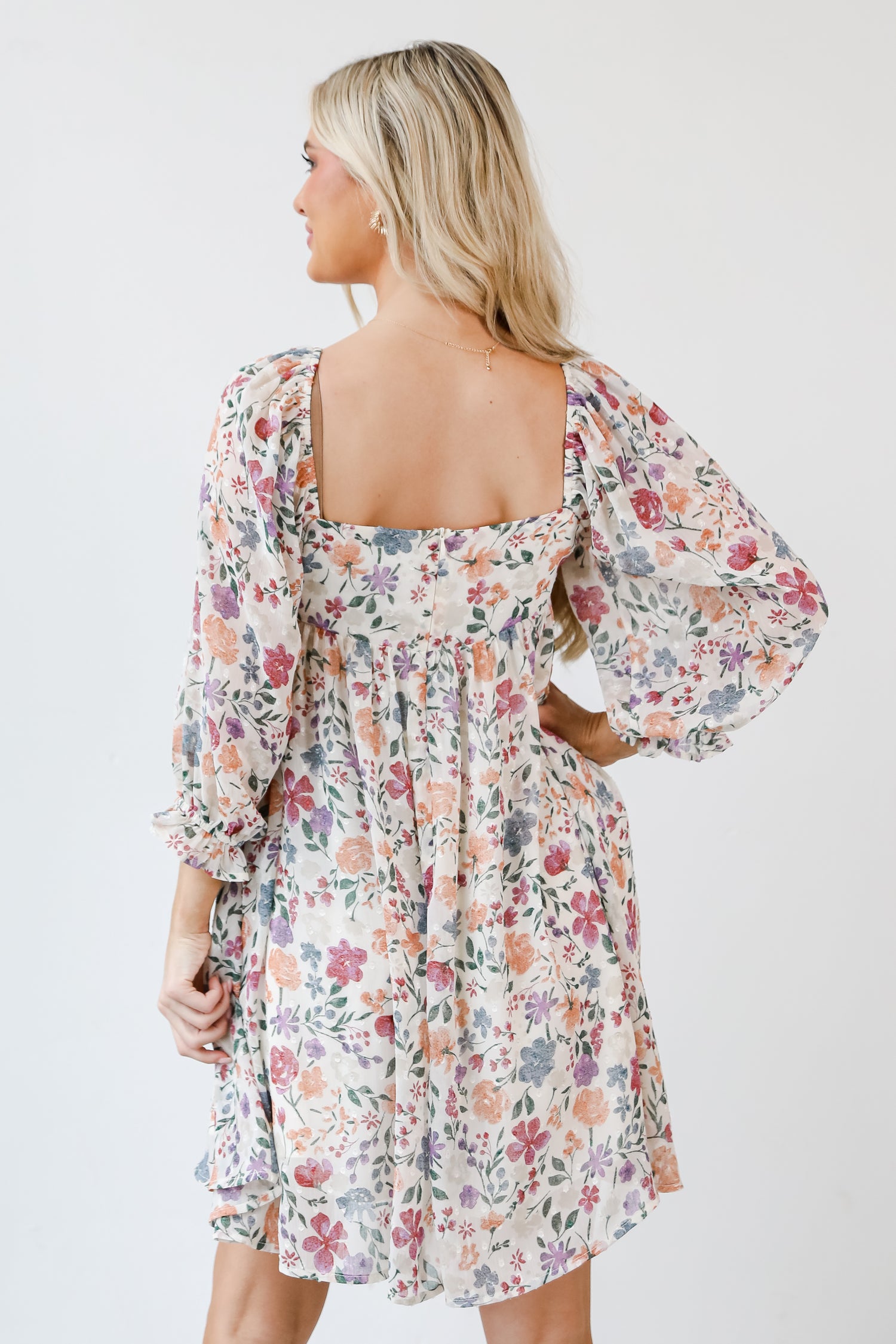 Floral Babydoll Mini Dress back view