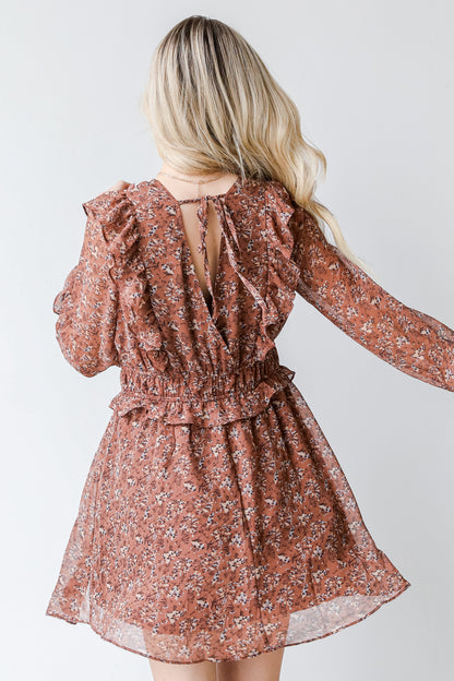Floral Mini Dress back view on model