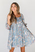 blue Floral Babydoll Mini Dress